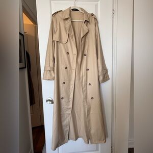 Lioness Beige Double-Breasted Trench Coat